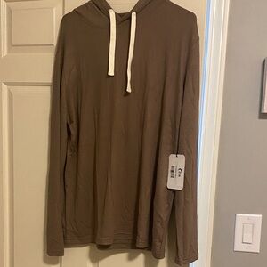ZYIA Tan Hoodie with White Drawstrings
